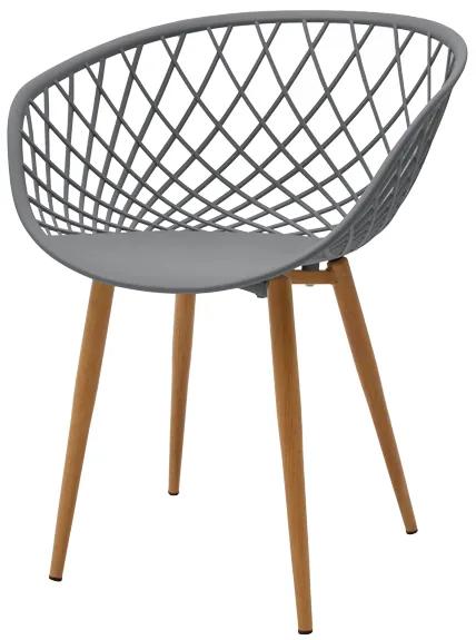 Καρέκλα Ezra pakoworld γκρι pp-πόδι φυσικό μέταλλο 62x42x82εκ | Συσκευασία 4 τμχ