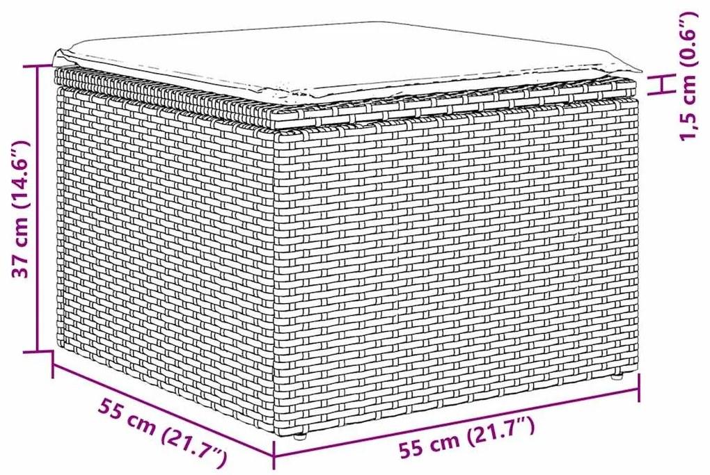 vidaXL Σετ Καναπέ Κήπου με μαξιλάρι 9 pcs Μπεζ, Ανοιχτό Γκρι