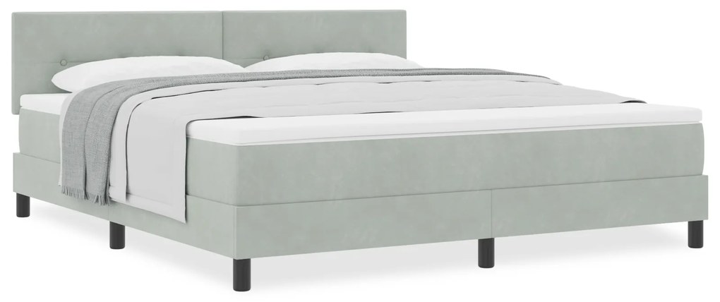 vidaXL Κρεβάτι Box Spring με Στρώμα Γκρι Ανοιχτό Σούπερ Κάτω από Βελούδο