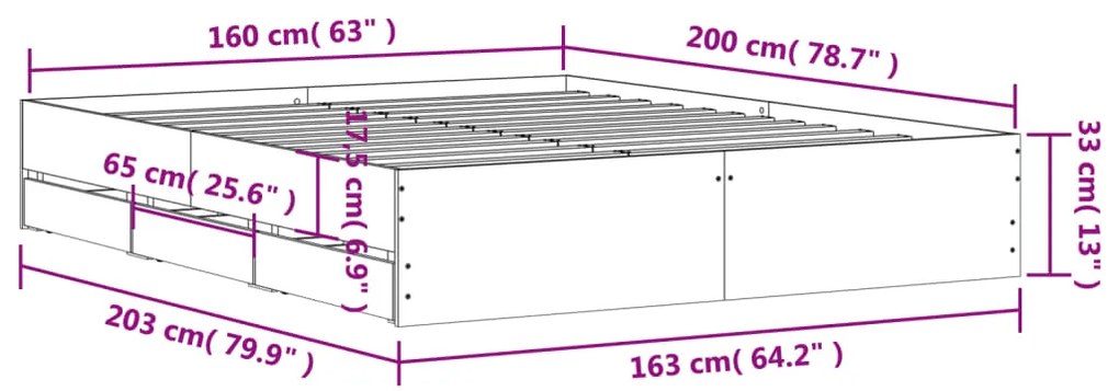 ΠΛΑΙΣΙΟ ΚΡΕΒΑΤΙΟΥ ΜΕ ΣΥΡΤΑΡΙΑ ΓΚΡΙ SONOMA 160X200ΕΚ. ΕΠΕΞ. ΞΥΛΟ 3207264