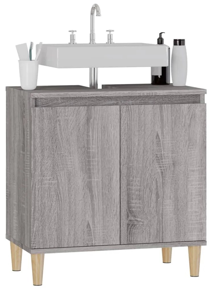 vidaXL Ντουλάπι Νιπτήρα Grey Sonoma 58 x 33 x 60 εκ. Επεξεργ. Ξύλο