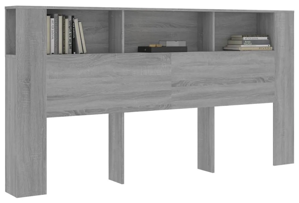 Κεφαλάρι Με Αποθηκευτικό Χώρο Γκρι Sonoma 200x18,5x104,5 εκ. - Γκρι