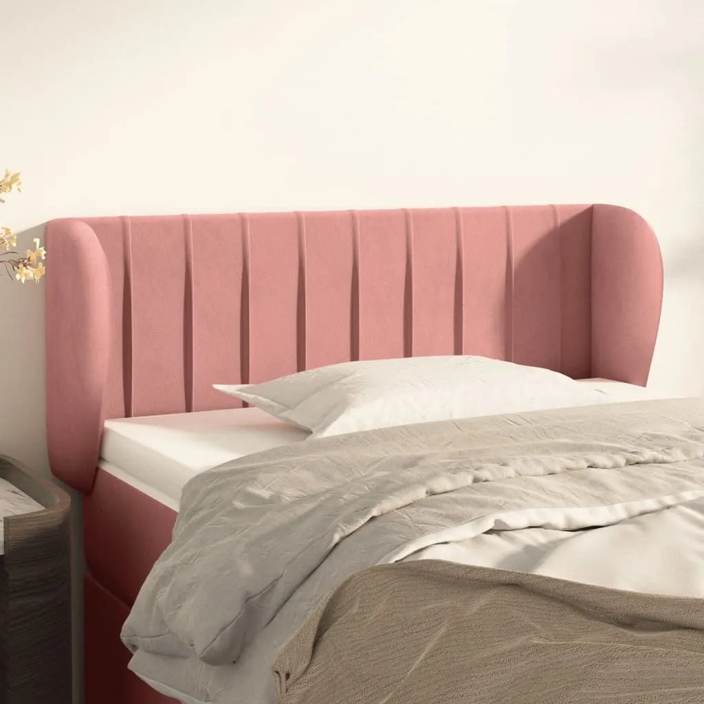 Κεφαλάρι με Πτερύγια Ροζ 93x23x78/88 εκ. Βελούδινο 3117423