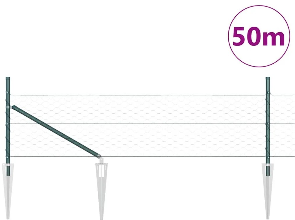 vidaXL Έκ Hexagon ΦENCE Πράσινο 0.4x50 μ Χάλυβας