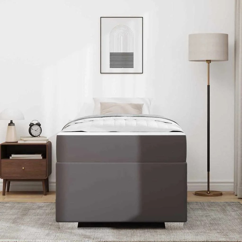 vidaXL Σκελετός Κρεβατιού Γκρι 90 x 190 cm Τεχνητό δέρμα