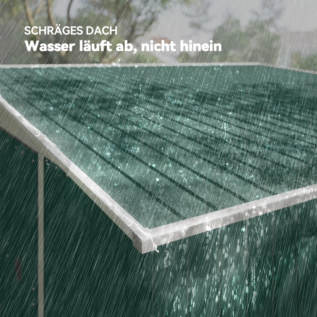 Outsunny Μεταλλικό Αποθηκευτικό Στέγαστρο Εργαλείων Επικλινής Στέγη Κλειδούμενες Διπλές Πόρτες 2,8 x 3,45 x 2,01m Πράσινο