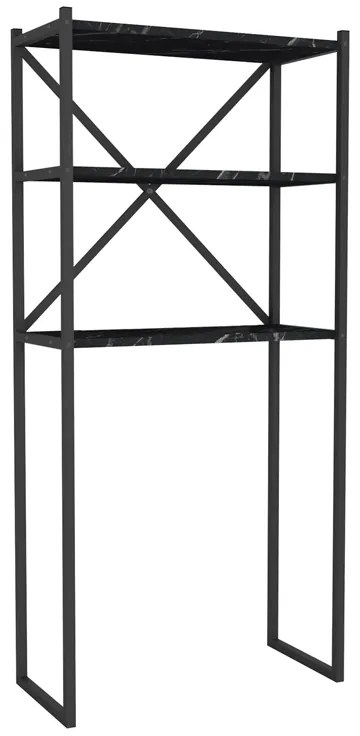 Έπιπλο πλυντηρίου Mindy Megapap μεταλλικό - μελαμίνης χρώμα μαύρο εφέ μαρμάρου 66x34x160εκ.