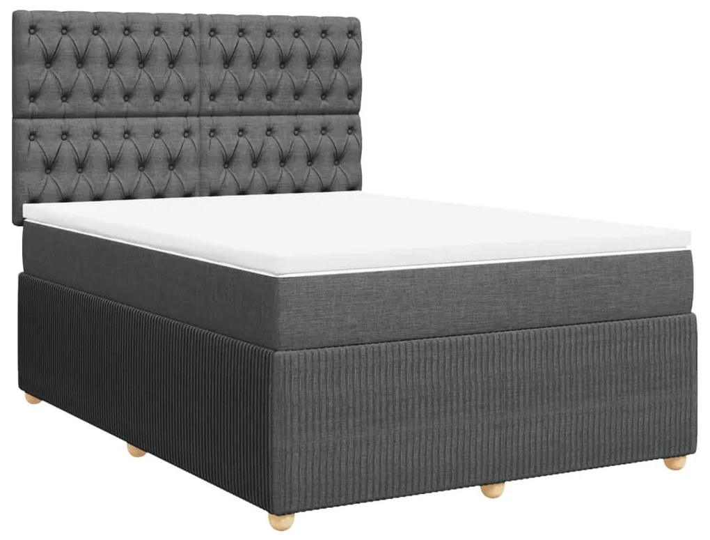 ΚΡΕΒΑΤΙ BOXSPRING ΜΕ ΣΤΡΩΜΑ ΣΚΟΥΡΟ ΓΚΡΙ 140X200 ΕΚ ΥΦΑΣΜΑΤΙΝΟ 3292087