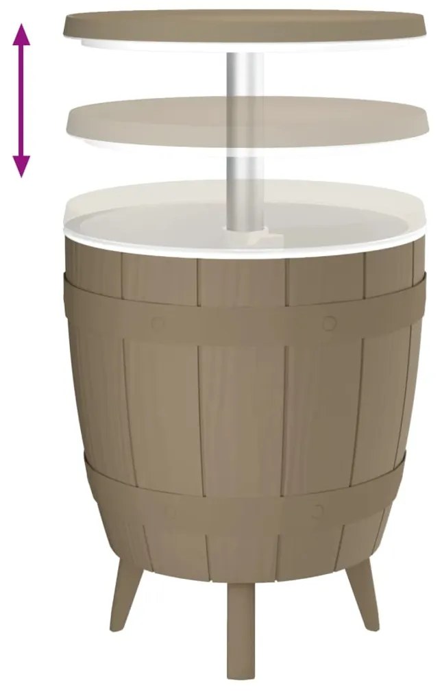 vidaXL Τραπέζι / Ψυγείο 3 σε 1 Ανοιχτό Καφέ από Πολυπροπυλένιο