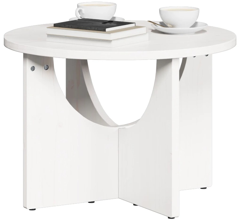 vidaXL Τραπεζάκι σαλονιού Λευκό 50 x 50 x 35 cm Μασίφ ξύλο πεύκου