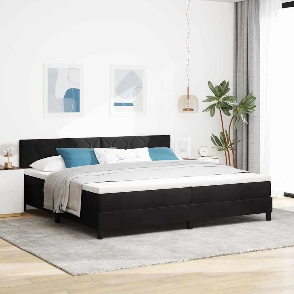 vidaXL Box Spring Bed με Στρώμα Μαύρο 200x200 εκ Βελούδο