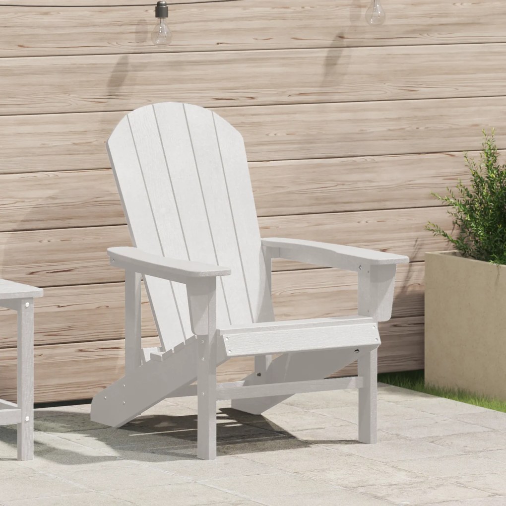 vidaXL Καρέκλα Adirondack Λευκή, διαστάσεις 74x82x91 εκ, από HDPE.