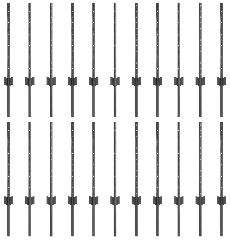 vidaXL Πό posts φράχτη 22 pcs Γκρι 50 x 0.6 μ Ατσάλι