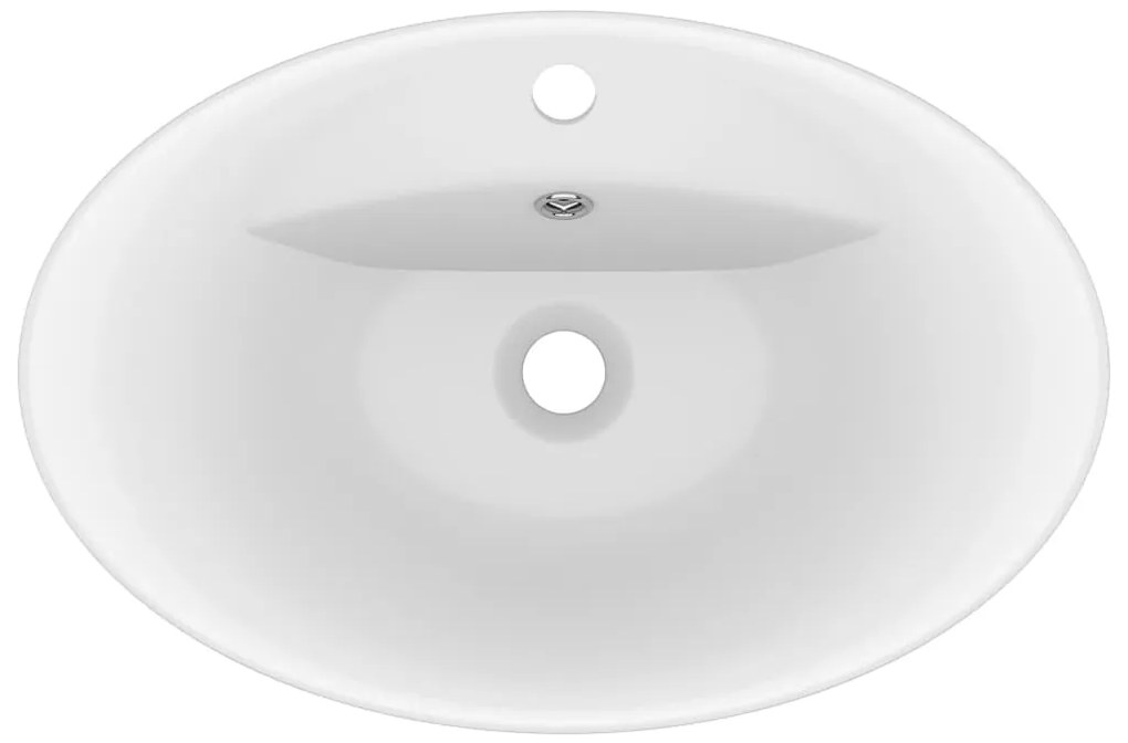 vidaXL Νιπτήρας με Υπερχείλιση Οβάλ Λευκό Ματ 58,5x39 εκ. Κεραμικός