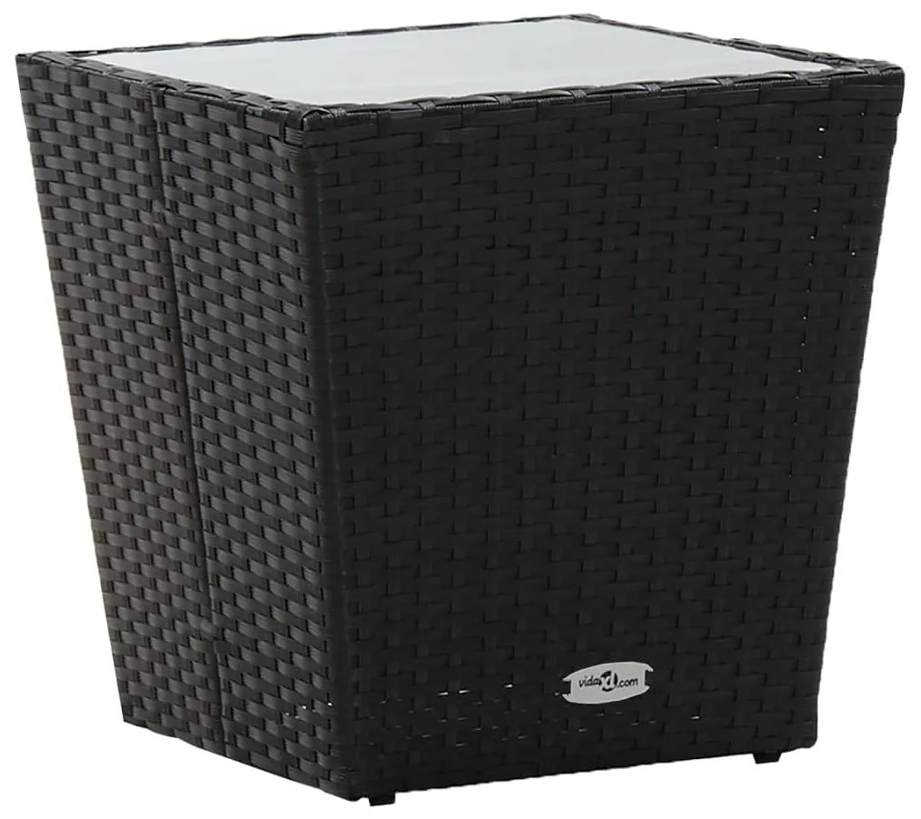 vidaXL Σετ Επίπλων Bistro Κήπου 5 τεμ. Μαύρο Συνθ. Ρατάν/Ψημένο Γυαλί