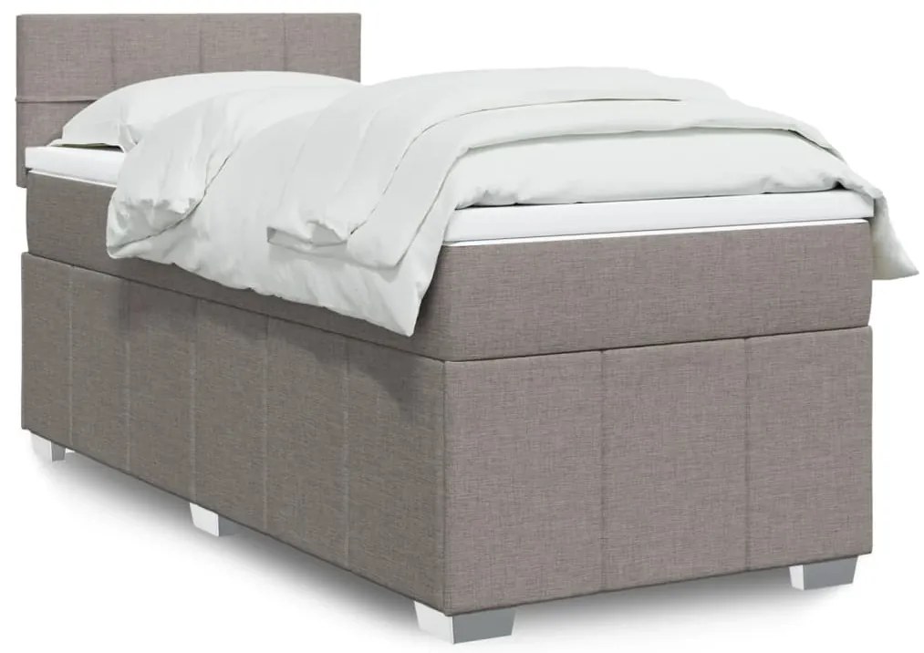 Κρεβάτι Boxspring με Στρώμα Taupe 90x200 εκ. Υφασμάτινο