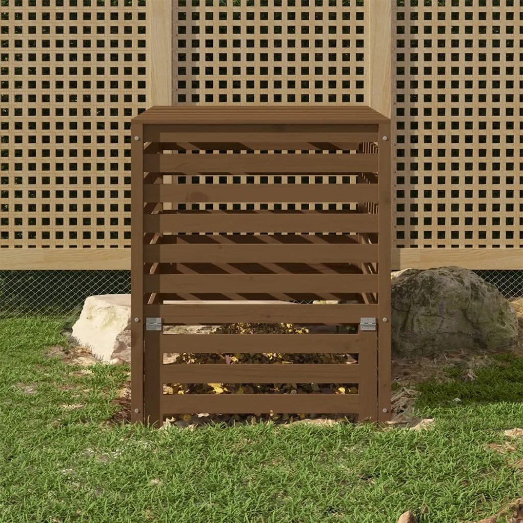 vidaXL Κομποστοποιητής Καφέ Μελί 82,5x82,5x99,5 εκ. Μασίφ Ξύλο Πεύκου