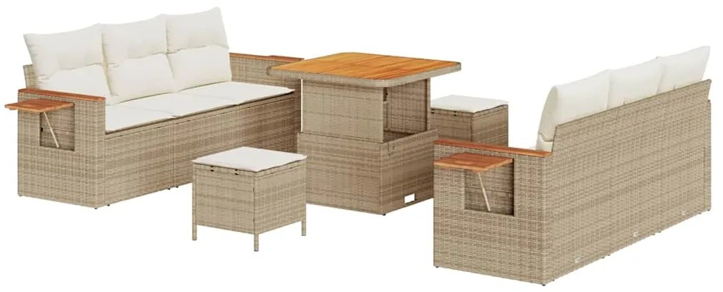 vidaXL Σετ Καναπέ Κήπου 9 pcs μπεζ και κρεμ 80 x 80 x 71 cm