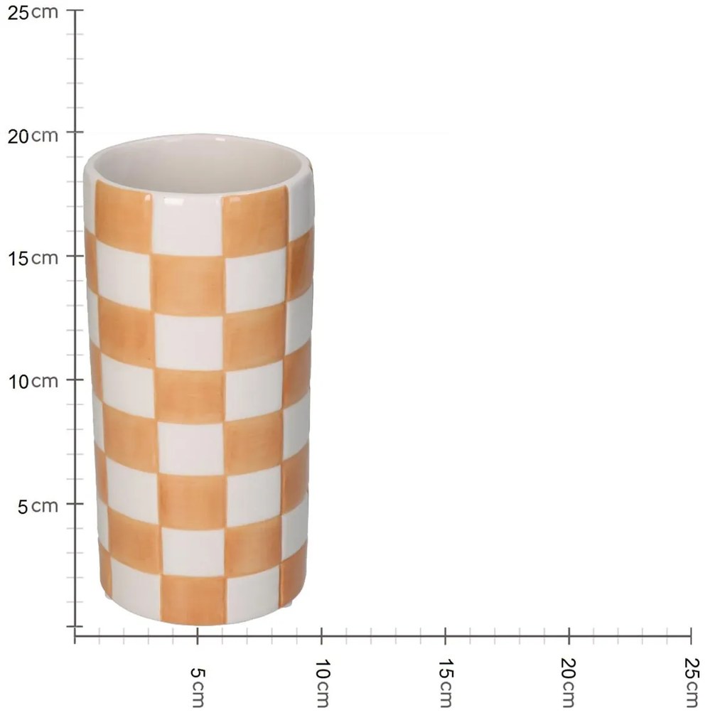 Βάζο Σκακιέρα Πορτοκαλί Δολομίτης 10.2x10.2x20.3cm - 05150173