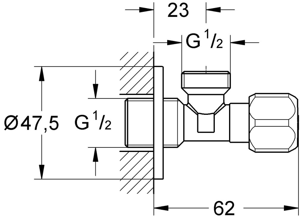 Γωνιακός διακόπτης Grohe 1/2''   (10 τεμάχια)