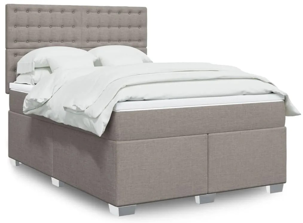 vidaXL Κρεβάτι Boxspring με Στρώμα Taupe 140x190 εκ. Υφασμάτινο