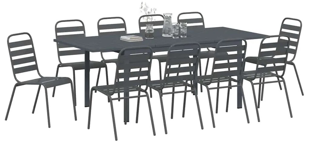 vidaXL Σέτ φαγητού για κήπο 11 pcs Ανθρακί Ατσάλι