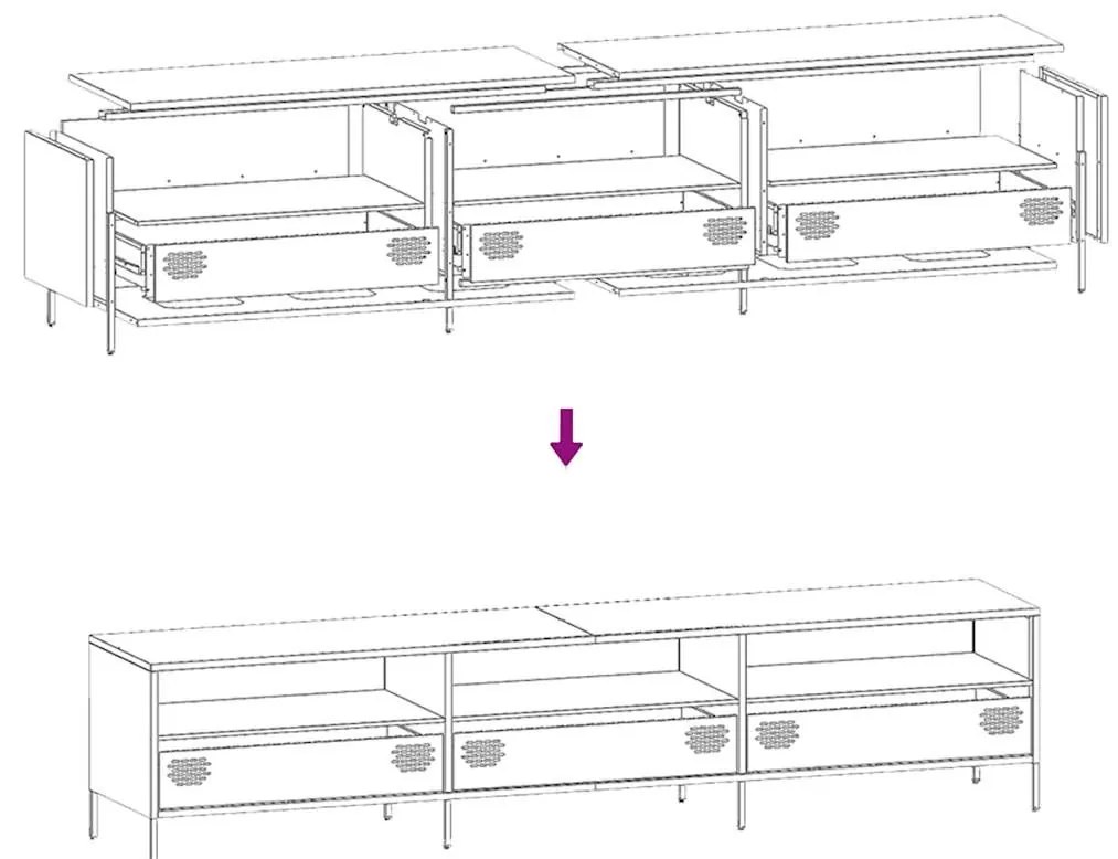 Έπιπλο Τηλεόρασης Λαδί 202x39x43,5 εκ. Ατσάλι Ψυχρής Έλασης - Πράσινο