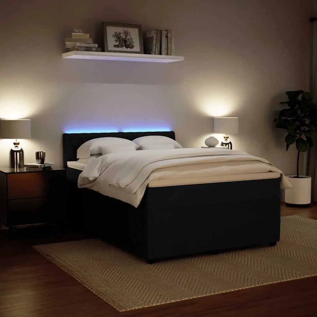 vidaXL Κρεβάτι Boxspring με Στρώμα Μαύρο 160x200 εκ. Βελούδινο