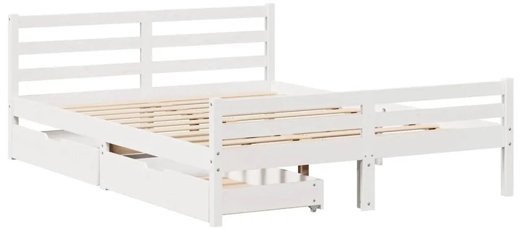 vidaXL Σκελετός Κρεβ. Χωρίς Στρώμα Λευκό 150x200 εκ Μασίφ Πεύκο