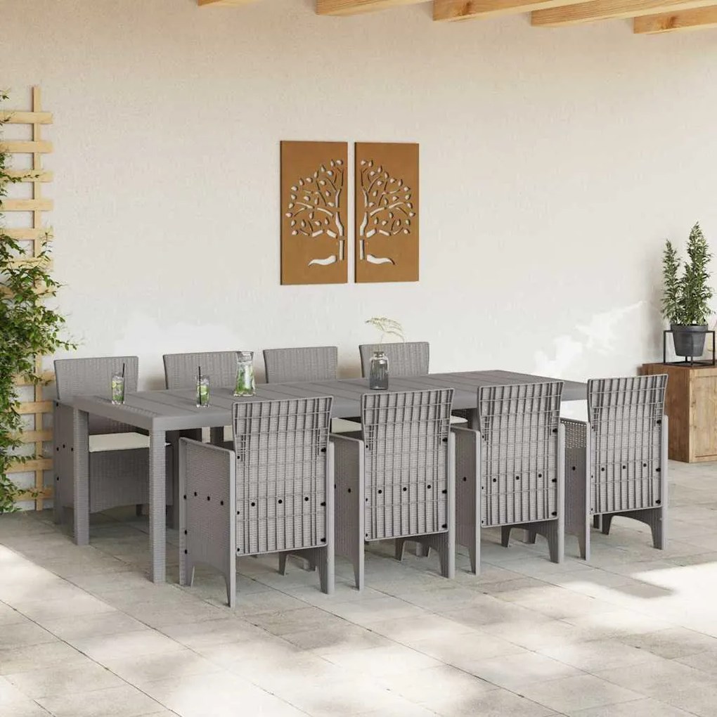 vidaXL Σέτ φαγητού για κήπο 9 pcs Λευκό Rattan Polt