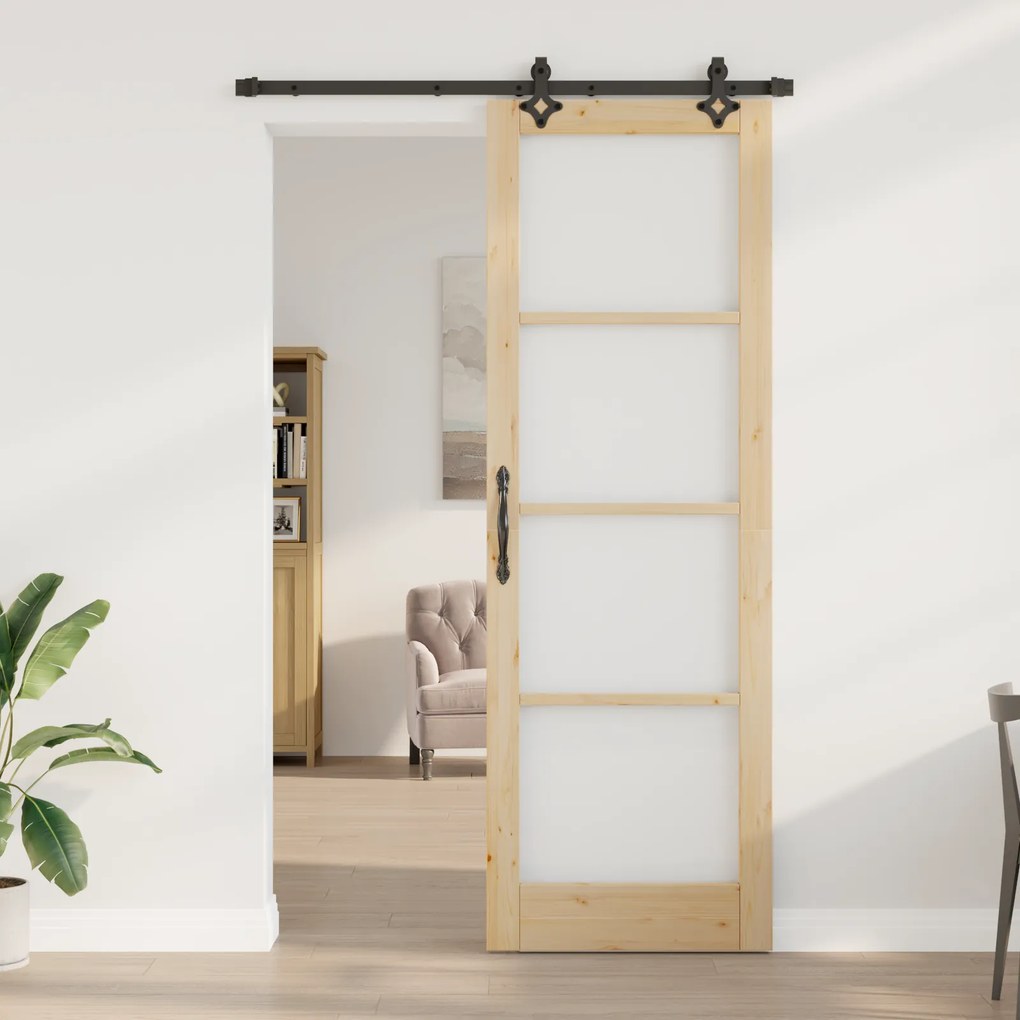 vidaXL Συρόμενη Πόρτα με Σετ Υλικών 78x232 cm Μασίφ Ξύλο Πεύκου