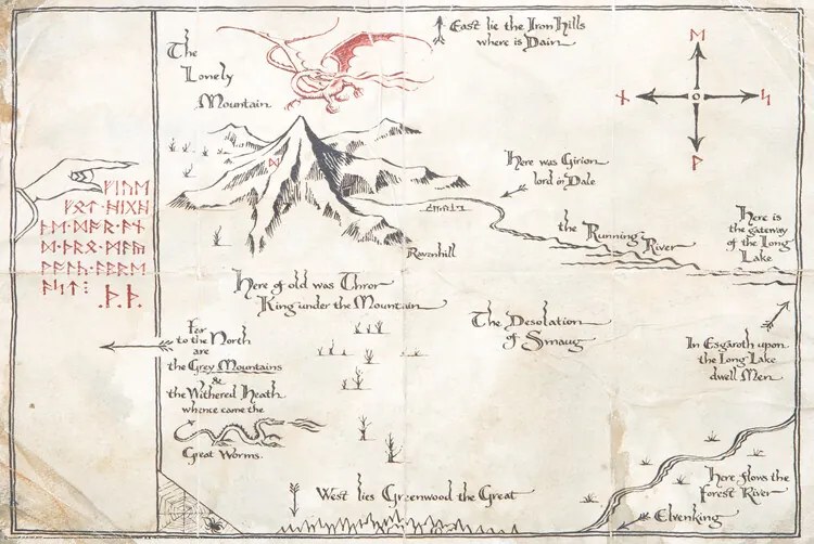 Αφίσα Hobbit - Map of The Unexpected Journey