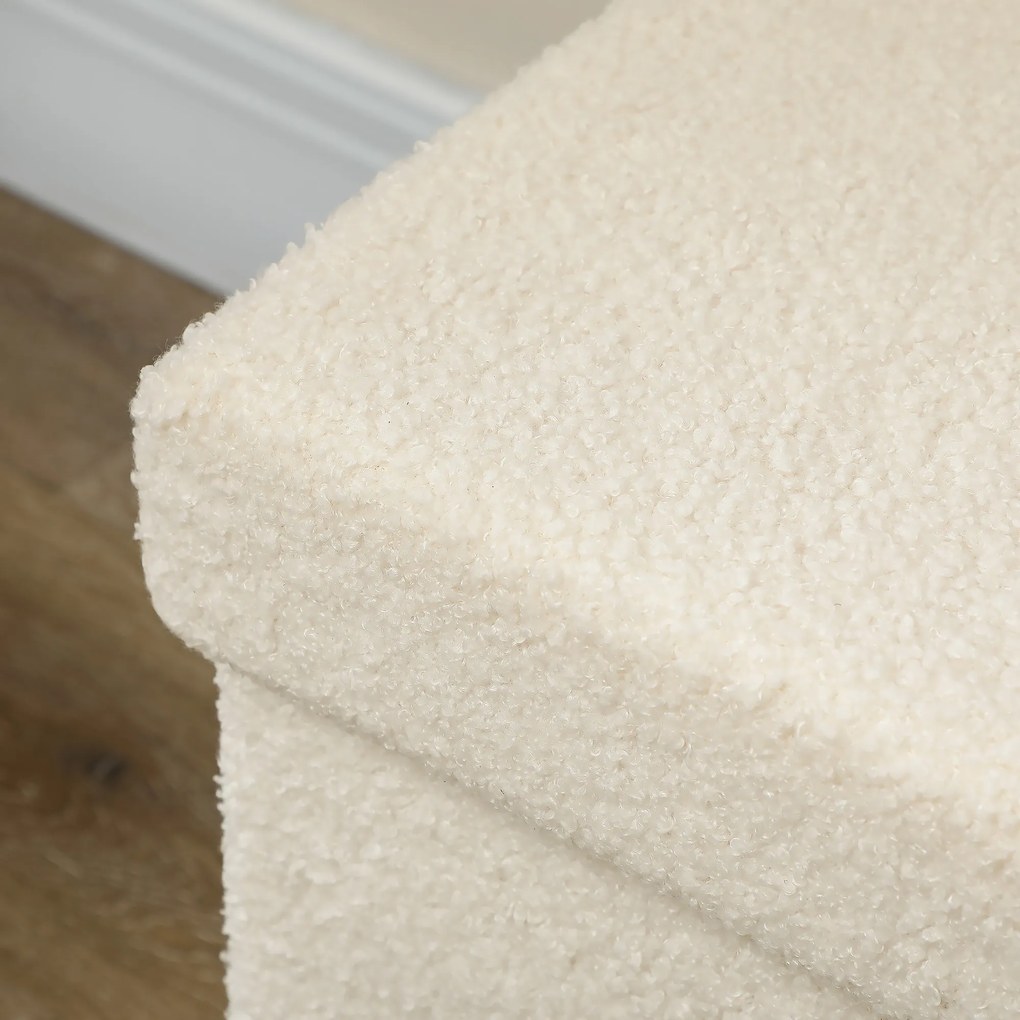 HOMCOM Σκαμπό Αποθήκευσης, Ταμπουρέ με Αποθηκευτικό Χώρο και Καπάκι για Σαλόνι, Υπνοδωμάτιο, Διάδρομο, Κρεμ Λευκό