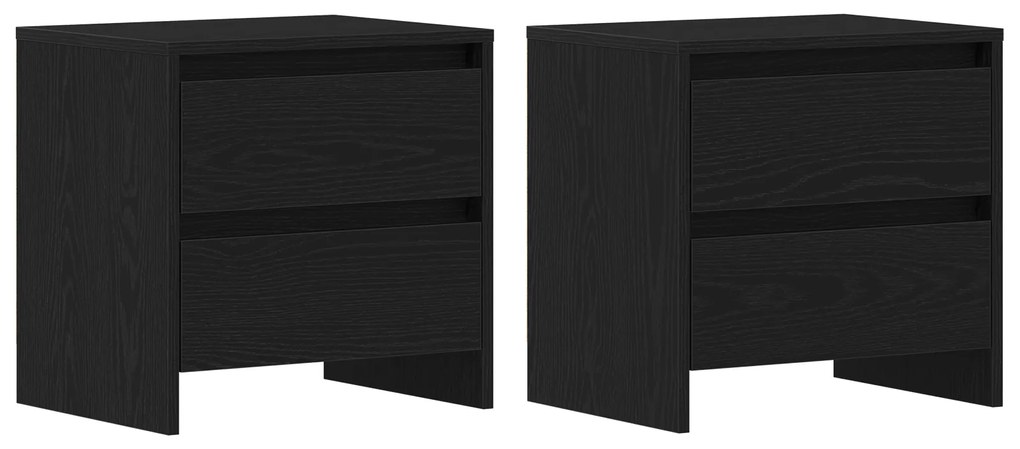 vidaXL Κομοδίνο 2 τεμ Μαύρο Δρυς 45x34x44,5 εκ Επεξεργασμένο ξύλο