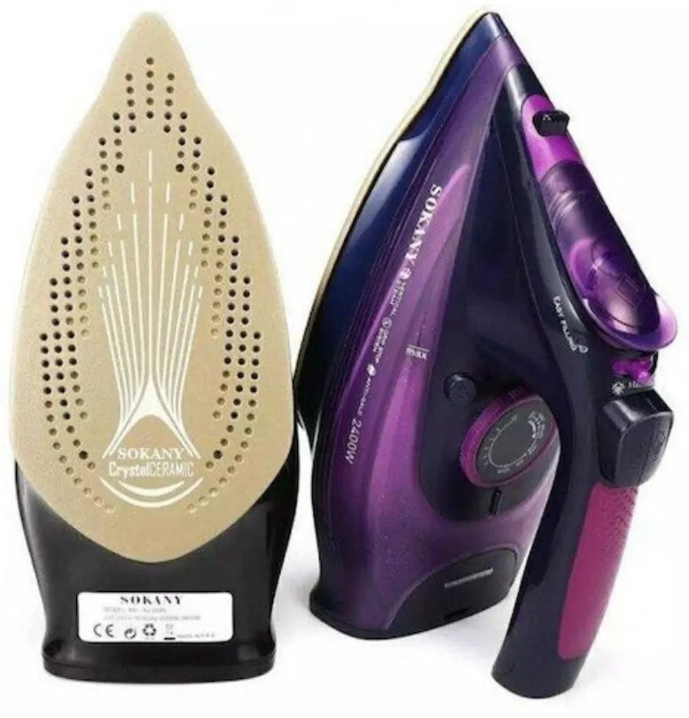 SOKANY SK-2085 Σίδερο Ατμού 2400W με Κεραμική Πλάκα και Συνεχόμενη Παροχή 35gr-min Μόβ