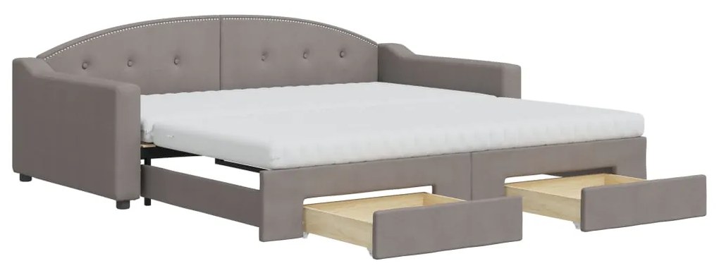 vidaXL Καναπές Κρεβάτι Συρόμενος Taupe 100x200εκ. Υφασμάτινος Συρτάρια