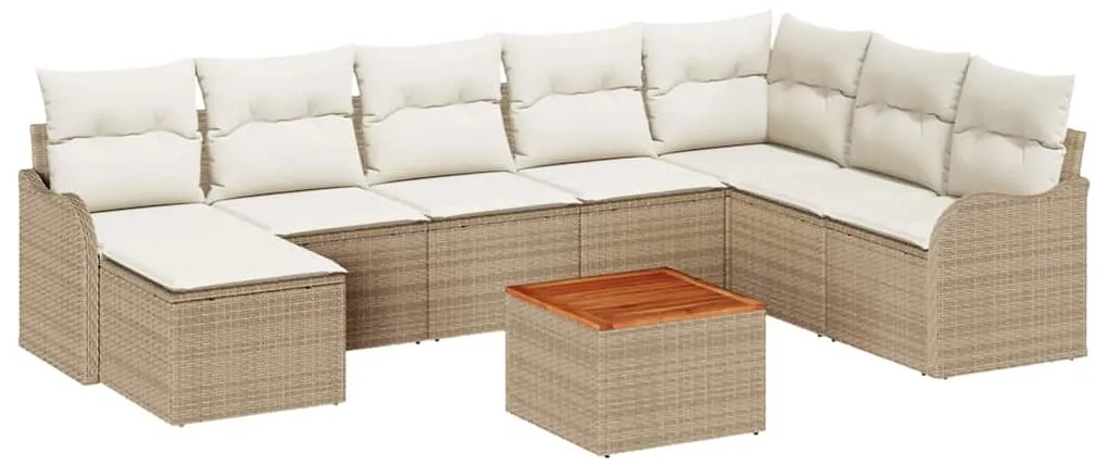 vidaXL Σετ Καναπέ Κήπου 9 pcs Μπεζ και λευκό