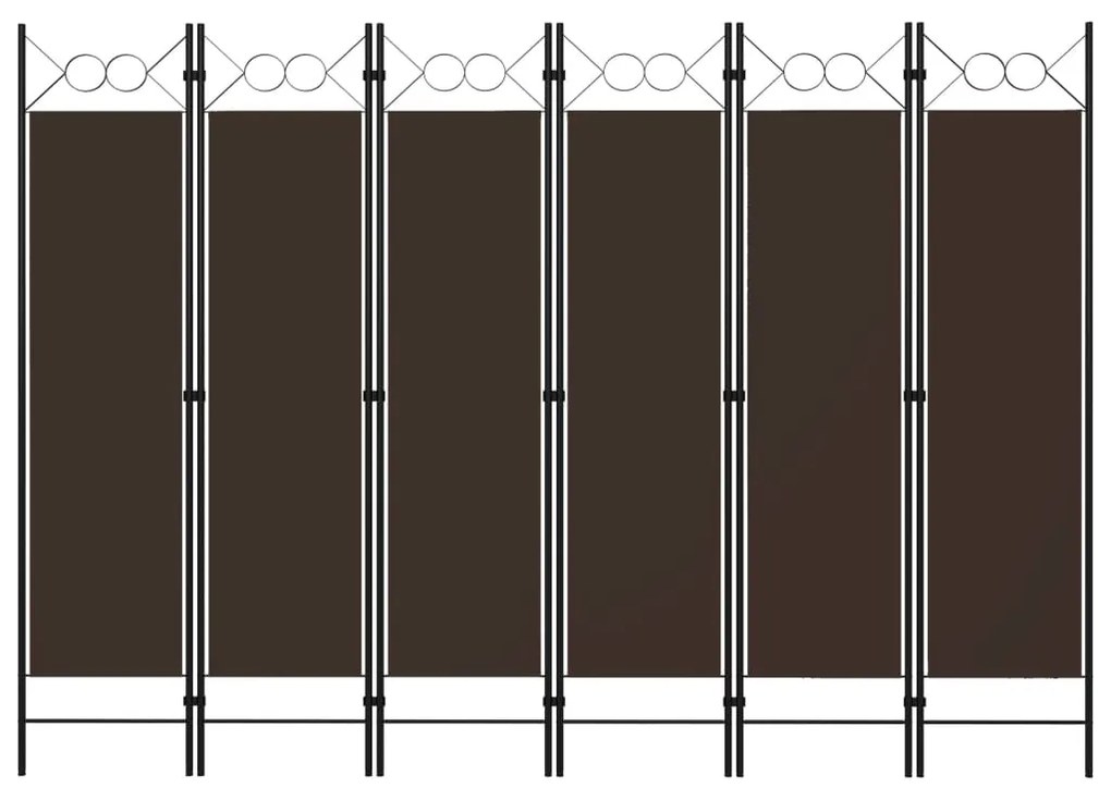 Διαχωριστικό Δωματίου με 6 Πάνελ Καφέ 240 x 180 εκ.