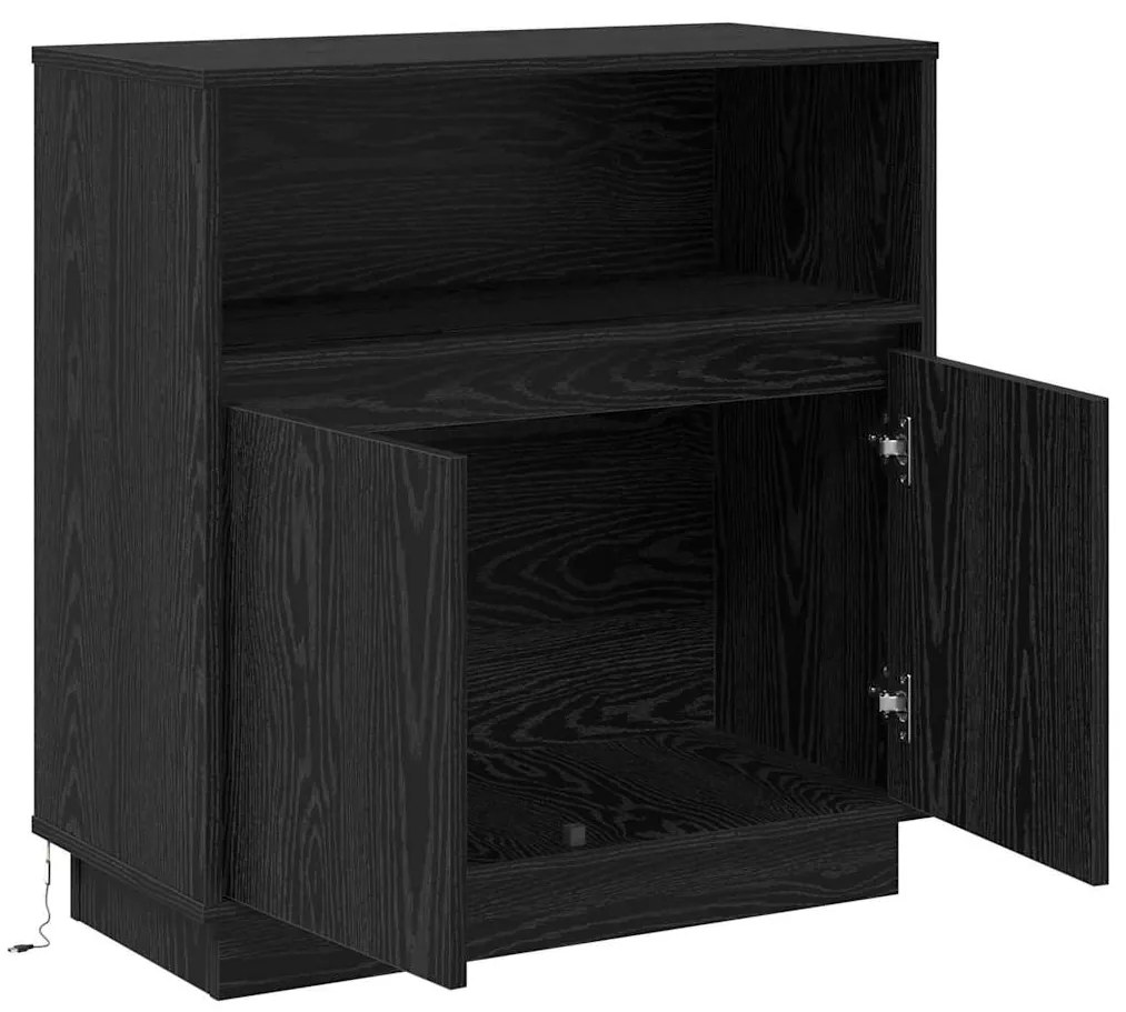 vidaXL Πλευρικό Τραπέζι LED Μαύρη Οξυά 71 x 34,5 x 75 εκ.