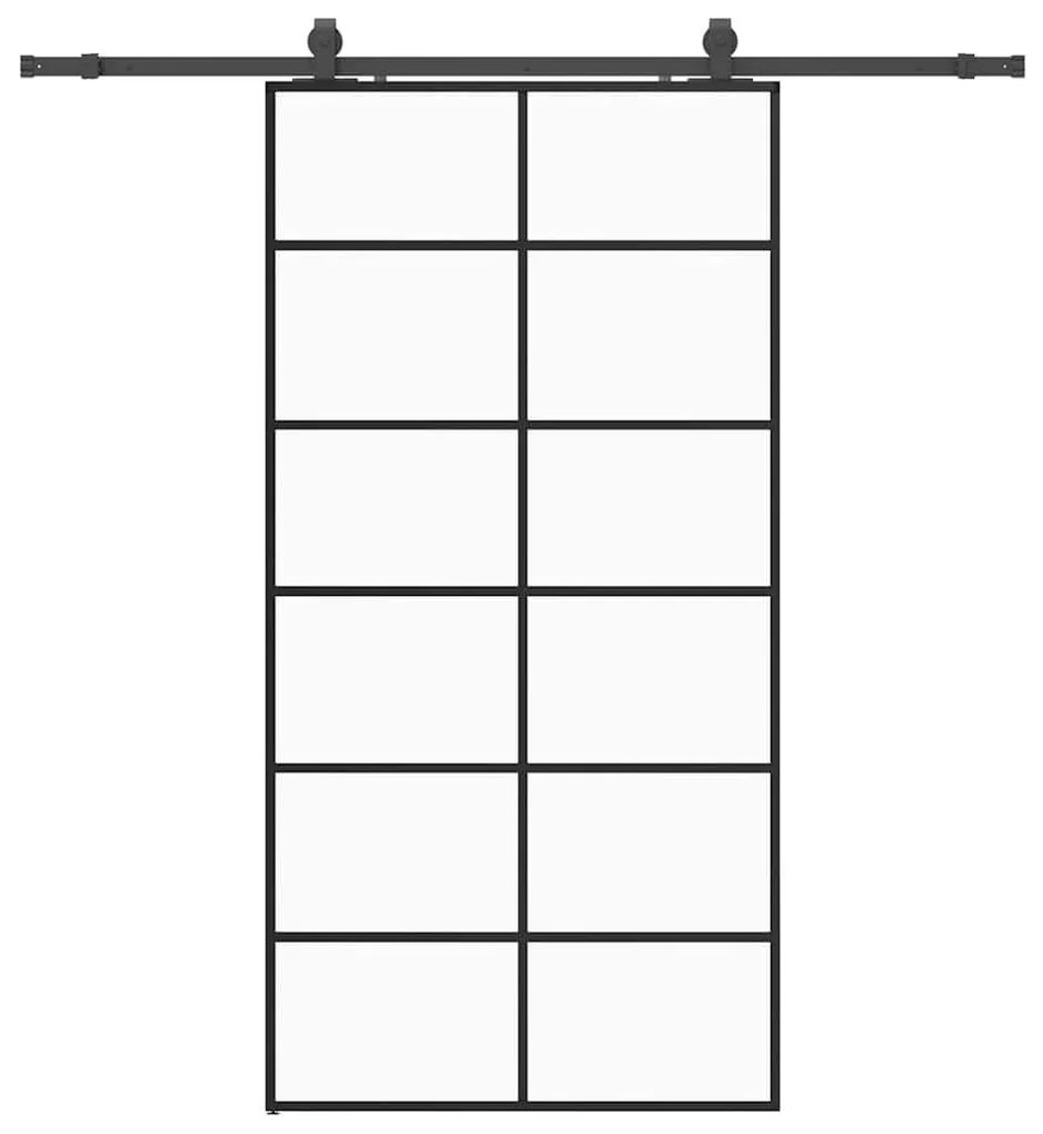 Συρόμενη πόρτα με σετ υλικού Μαύρο 102x205 cm ESG Γυαλί - Μαύρο