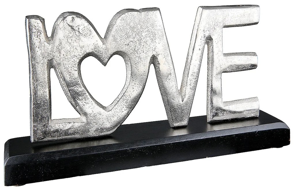Διακοσμητικό ArteLibre 'Love' Σε Βάση Ασημί/Μαύρο Αλουμίνιο/Ξύλο 18x5x10cm-05160871