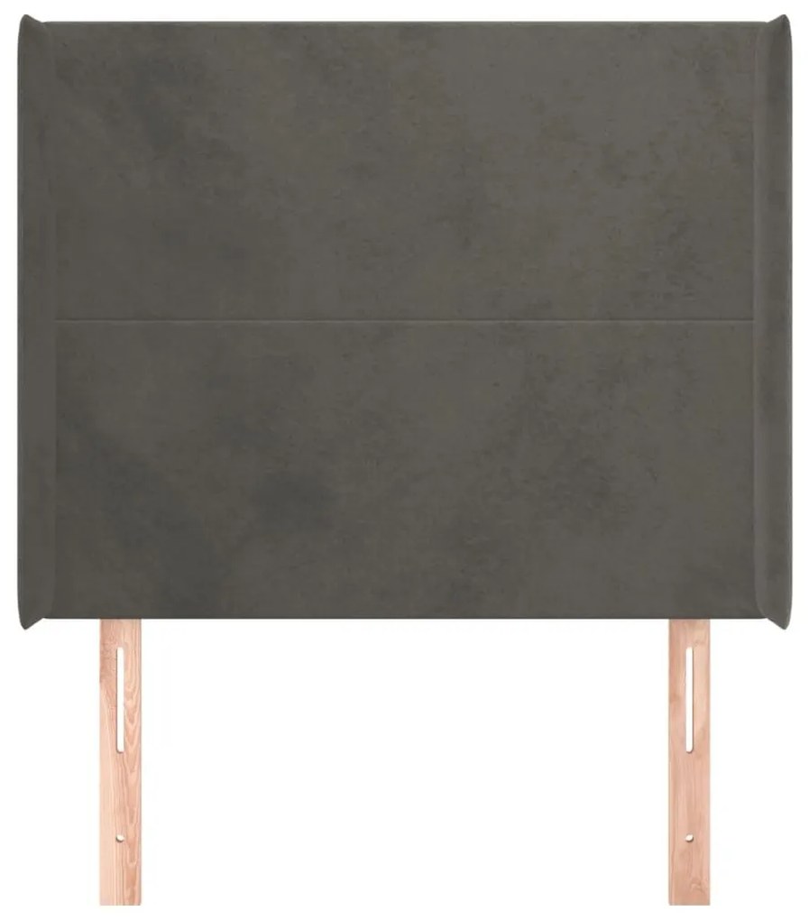 Κεφαλάρι με Πτερύγια Σκούρο Γκρι 93x16x118/128εκ.Βελούδινο - Γκρι