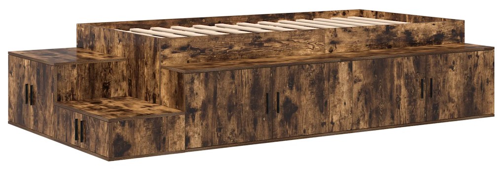 vidaXL Κρεβάτι αποθήκευσης Καπνιστή Δρυς 80x200 cm
