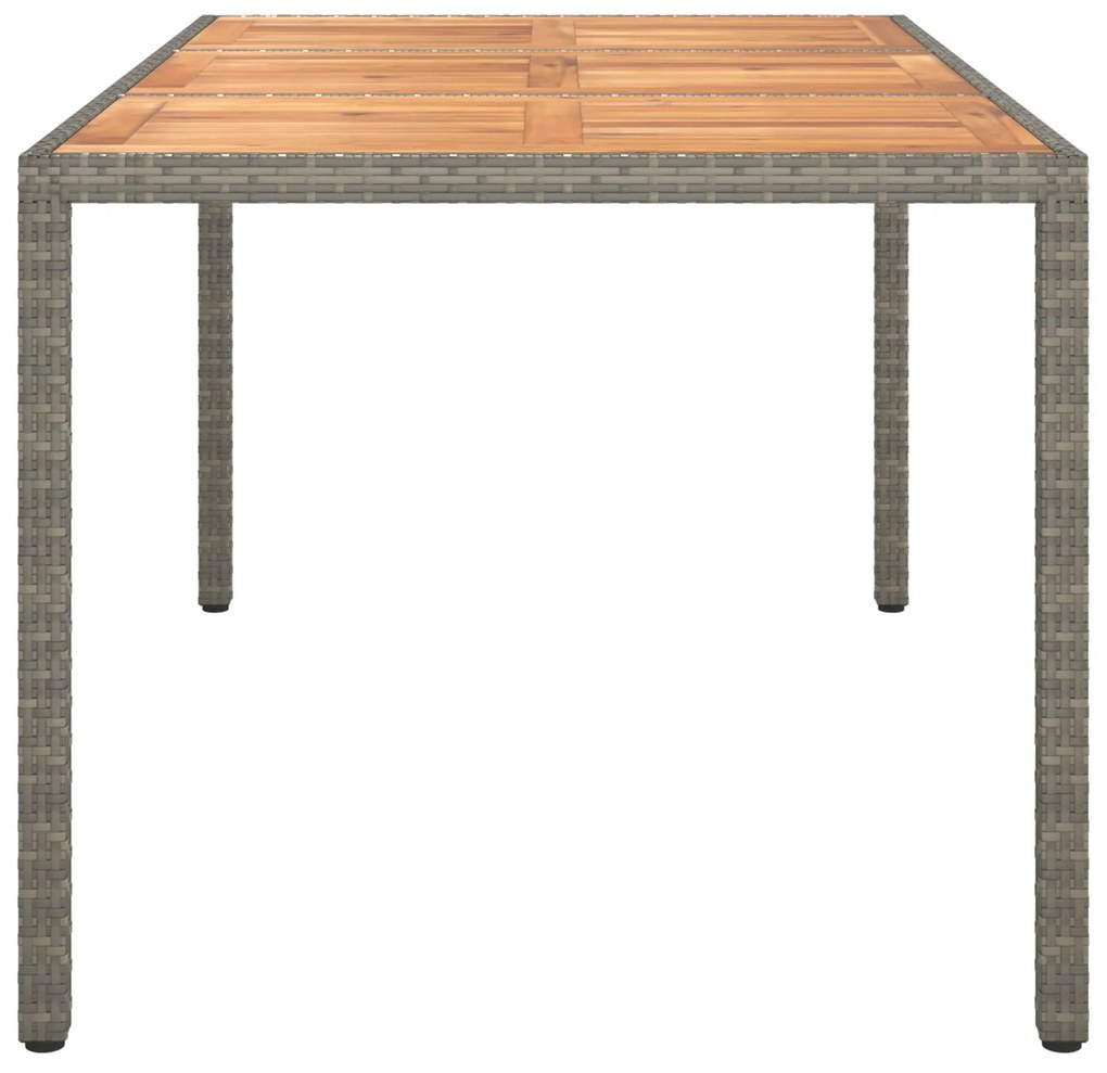 vidaXL Τραπέζι Φαγητού Κήπου Γκρι 150x90x75 εκ. Πολυ Ράτανας