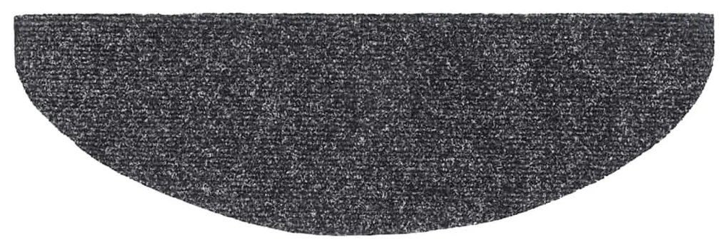 vidaXL Πατάκια Σκαλιών Αυτοκόλλητα 15 τεμ. Σκούρο Γκρι Ημίστρογγυλά Μεγάλα 65x21x4 εκ.