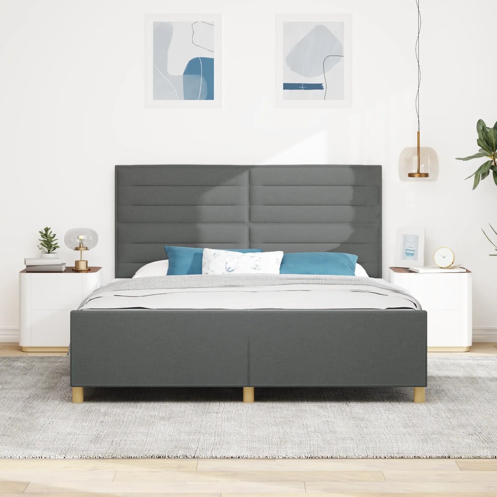 vidaXL Κρεβάτι Σκελετός Σκούρο Γκρι 180x200 εκ. Υφάσματος