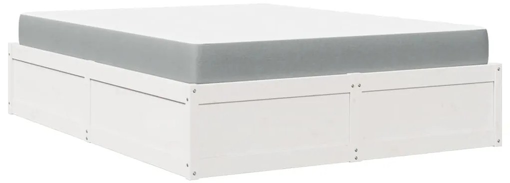 vidaXL Κρεβάτι με Στρώμα Λευκό 160x200 εκ Μασίφ Ξύλο Πεύκου