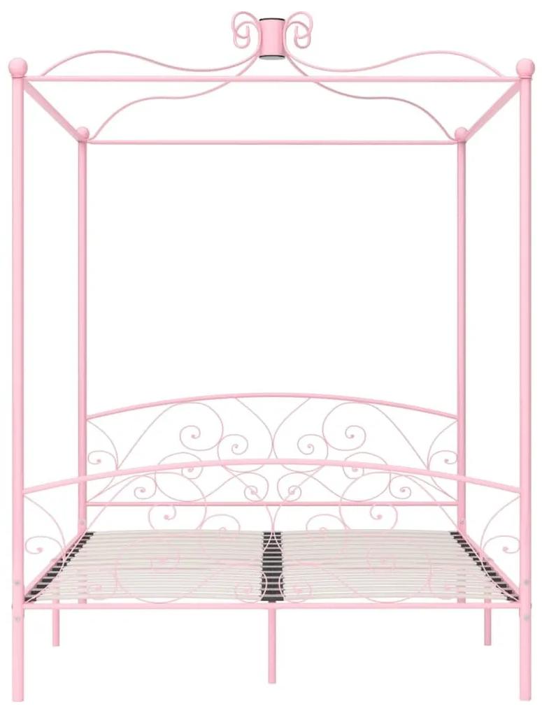 Πλαίσιο Κρεβατιού με Ουρανό Ροζ 160 x 200 εκ. Μεταλλικό - Ροζ