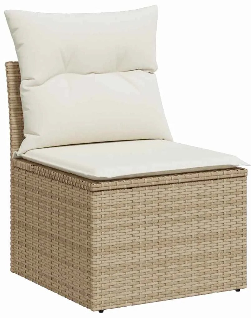 vidaXL Σετ Κήπου 6 Τεμαχίων με Μπεζ Μαξιλάρια από Poly Rattan και Acacia