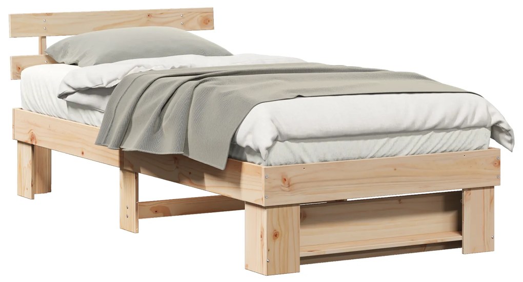 vidaXL Σκελετός Κρεβατιού Καφέ 90 x 190 cm Μασίφ ξύλο πεύκου